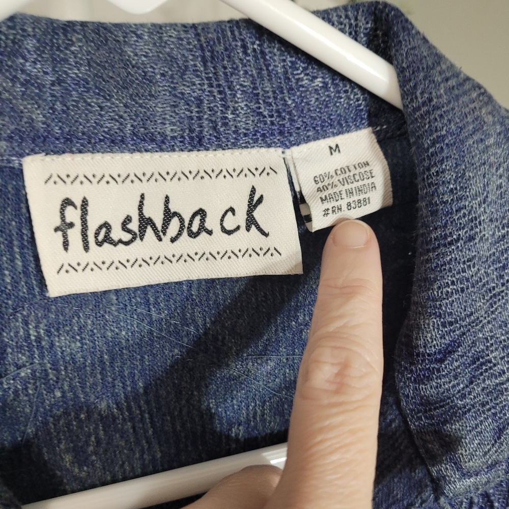 Vintage Flashback Couture Stylish Metallic Blue Embroidered Jacket Boho Medium - Picture 3 of 9